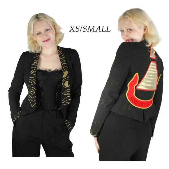Desperately Seeking 80s Pyramid Style Size XS/Small Black Glitter Susan Jacket - Picture 1 of 9